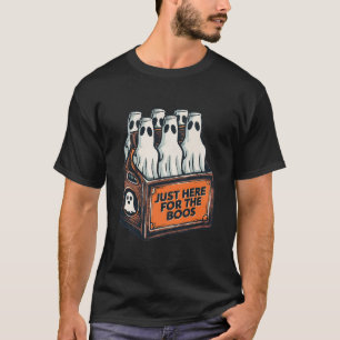 Here For The Boos Halloween 6 Pack Booze Ghost Bee T-Shirt