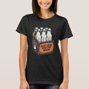 Here For The Boos Halloween 6 Pack Booze Ghost Bee T-Shirt