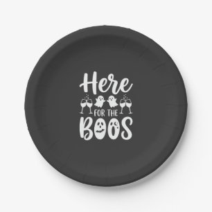 Here For The Boos Halloween Ghost Design_1 Paper Plate