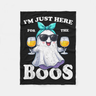 Here for The Boos Halloween Women Ghost Cute Funny Fleece Blanket