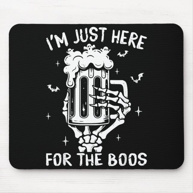Here For The Boos Skeleton Funny Halloween Costume Mouse Pad (Front)