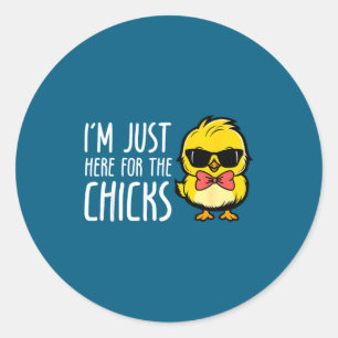 Here for the chicks cute easter boys kids toddler classic round sticker