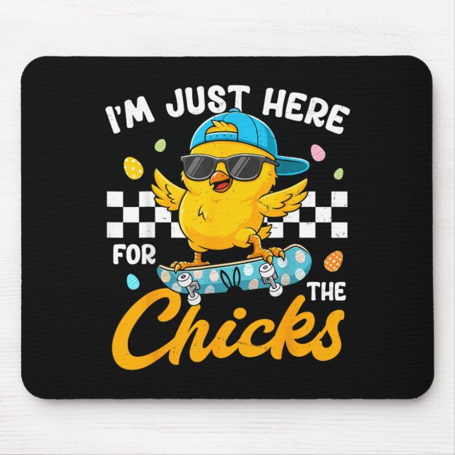 Here for The Chicks for Toddler Boy Kids Easter Mouse Pad (Front)