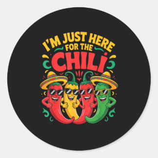 Here for the chilli funny chilli cook off team cre classic round sticker