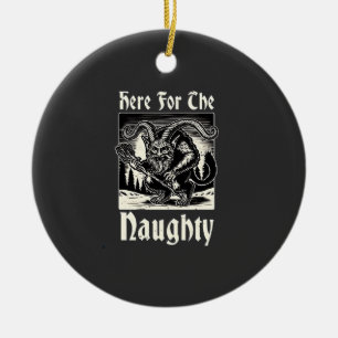 Here for the Naughty Krampus Spooky Xmas Devil Ceramic Tree Decoration