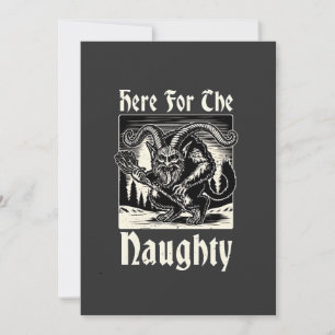 Here for the Naughty Krampus Spooky Xmas Devil  Invitation