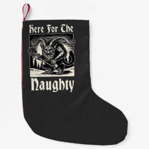Here for the Naughty Krampus Spooky Xmas Devil Small Christmas Stocking