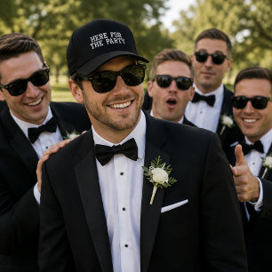 'Here For The Party' Funny Wedding Photographs Embroidered Hat