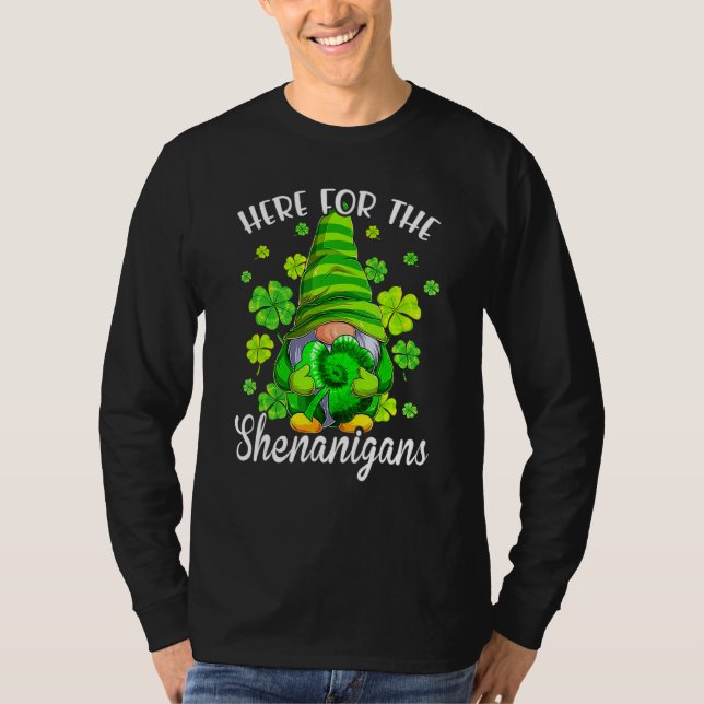 Here For The Shenanigans Patrick's Day Gnome T-Shirt (Front)