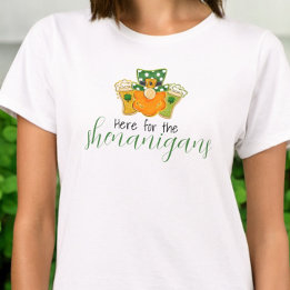 Here for the Shenanigans St Patricks Leprechaun  T-Shirt