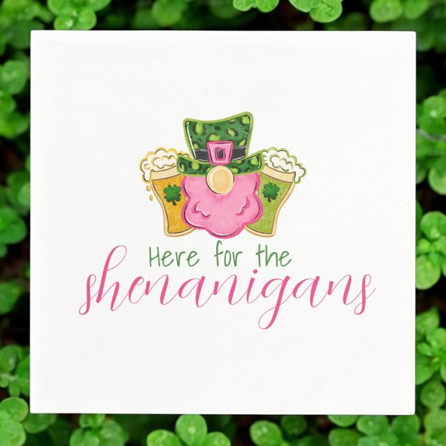 Here for the Shenanigans St Patricks Pink  Napkin (Creator Uploaded)