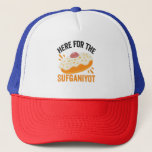 Here For the sufganiyot Funny Jewish Hanukkah Gift Trucker Hat<br><div class="desc">chanukah, menorah, hanukkah, dreidel, jewish, Chrismukkah, holiday, horah, christmas, sufganiyot</div>