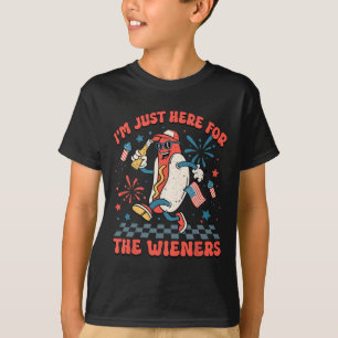 Here For The Wieners 4th Of July Patriotic Men Wom T-Shirt