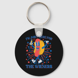 Here For The Wieners Hot Dog Funny 4th Of July Key Ring