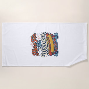 Here For The Wieners Vintage Hot Dog Shirt_1 Beach Towel