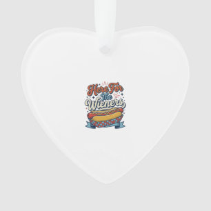 Here For The Wieners Vintage Hot Dog Shirt_1 Ornament