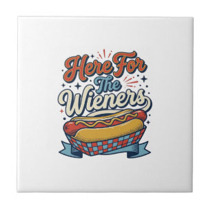 Here For The Wieners Vintage Hot Dog Shirt_1 Tile