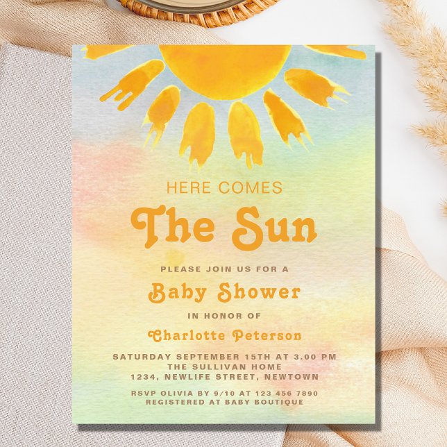 Here Here Comes The Sun Baby Shower Invitation (Creator Uploaded)