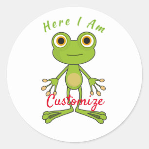 Here I am cute frog Thunder_Cove  Classic Round Sticker