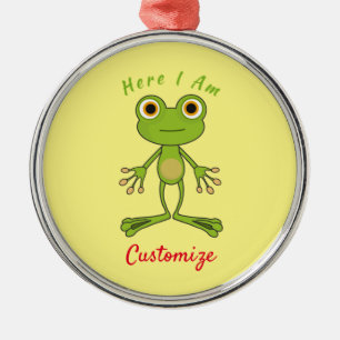 Here I am cute frog Thunder_Cove  Metal Tree Decoration