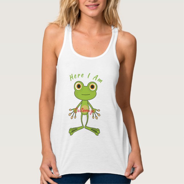 Here I am cute frog Thunder_Cove  Singlet (Front)