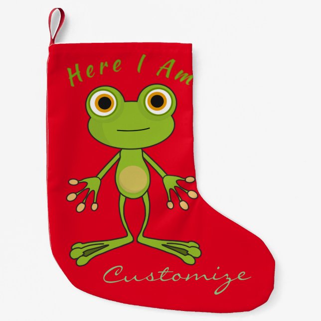 Here I am cute frog  Thunder_Cove  Small Christmas Stocking (Front)