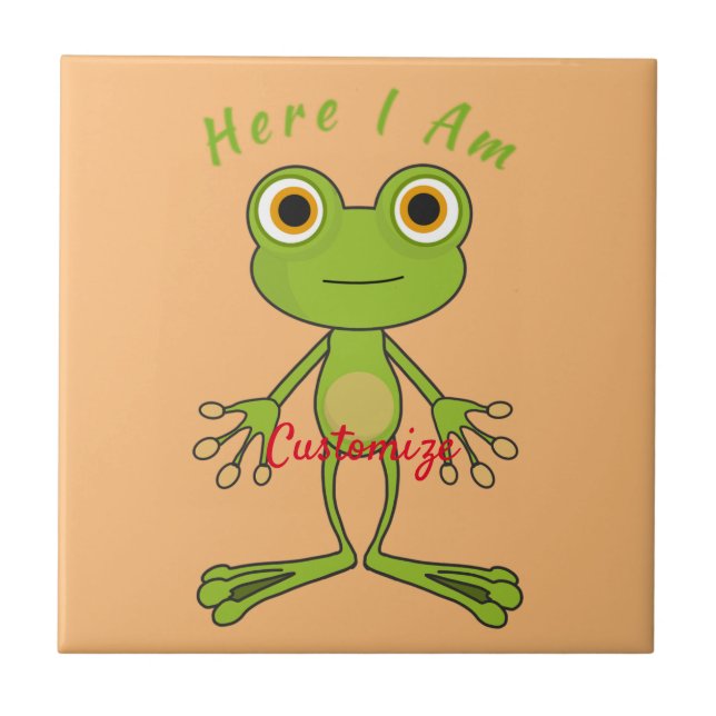 Here I am cute frog Thunder_Cove  Tile (Front)