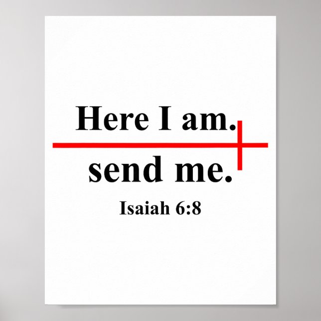 Here I Am Send Me Isaiah 6_8 Bible Verse Christian Poster (Front)