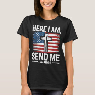 Here I Am Send Me Isaiah 6_8 Christian Usa Flag Bi T-Shirt