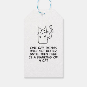 Here is the drawing of a cat gift tags