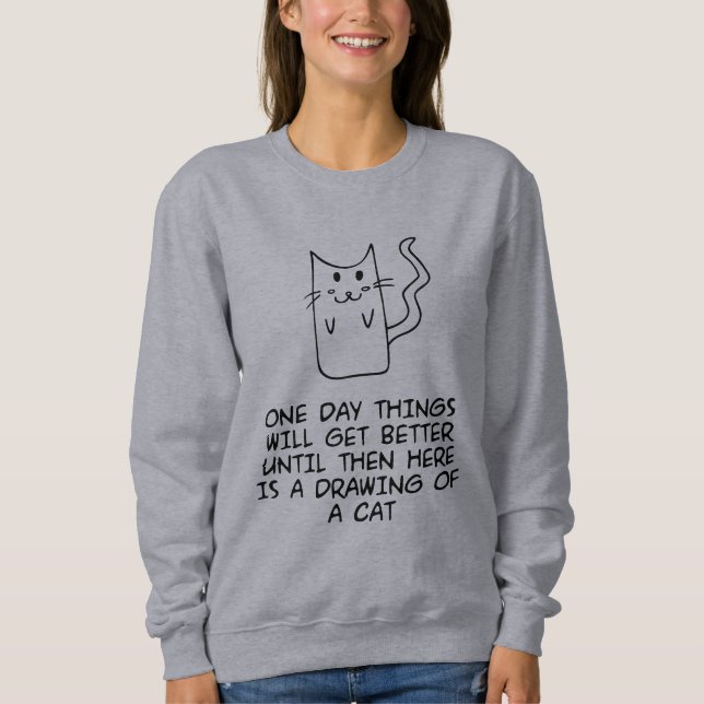 Here is the drawing of a cat sweatshirt (Front)