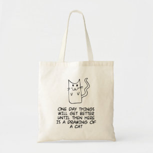 Here is the drawing of a cat tote bag