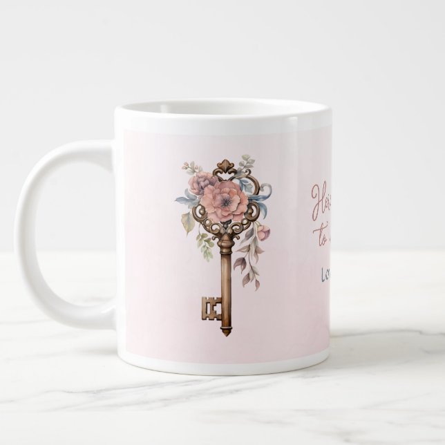 Here is the key to my heart pink large coffee mug (Left)