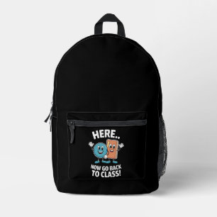 Here Now Go Back To Class School Nurse Medical Pro Printed Backpack