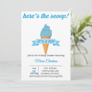 Here’s the Scoop – It’s a Boy Baby Shower Invitation