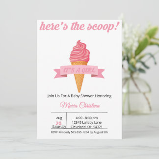 Here’s the Scoop – It’s a Girl Baby Shower Invitation