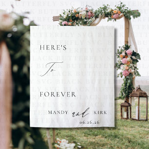 Here’s to Forever Wedding Photo Backdrop Elegant Tapestry