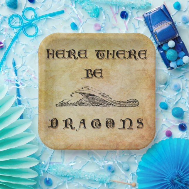 Here There Be Dragons Paper Plate (Party)