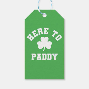 Here to Paddy Funny St Patrick's Day Shamrock Gift Tags