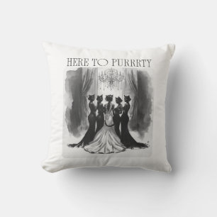 Here to Purrrty – Cat Bridal Party Bachelorette Cushion