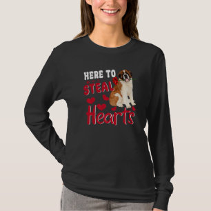 Here To Steal Hearts Funny St Bernard Dog Valentin T-Shirt