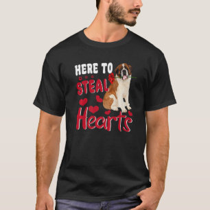 Here To Steal Hearts Funny St Bernard Dog Valentin T-Shirt