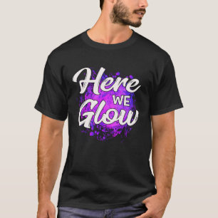Here We Glow 80s 90s Colour Splatter Retro Party T-Shirt