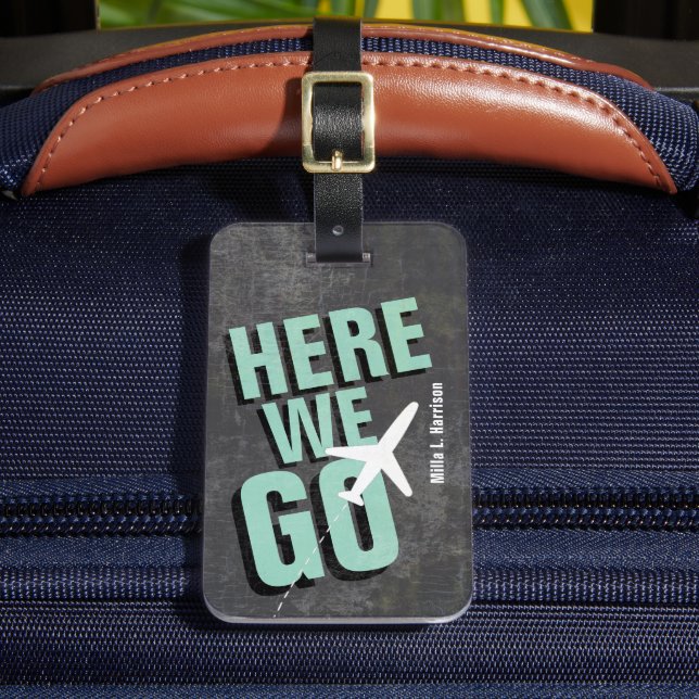 Here We Go Aeroplane Travel  Luggage Tag (Front Insitu 2)