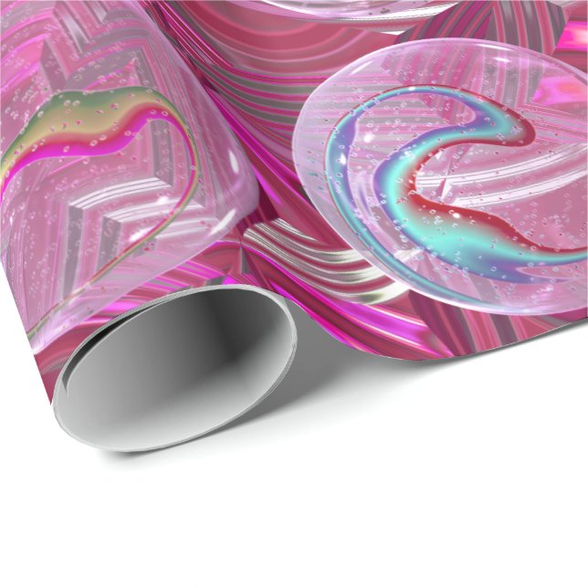 Here We Go Round the Pink Marble Wrapping Paper (Roll Corner)