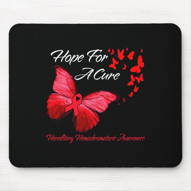 Hereditary Hemochromatosis Awareness Butterfly Red Mouse Pad (Front)