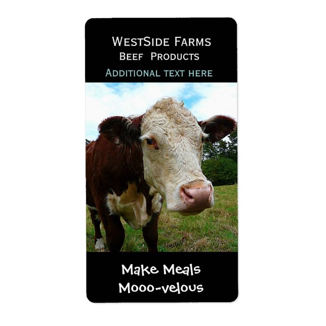Hereford Beef Cow Dairy  Product Label Sticker (Front)