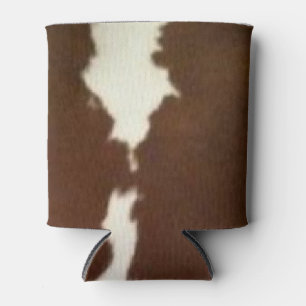 Hereford Brown and White Faux Cowhide Can Cooler