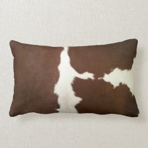 Hereford Brown and White Faux Cowhide Lumbar Cushion