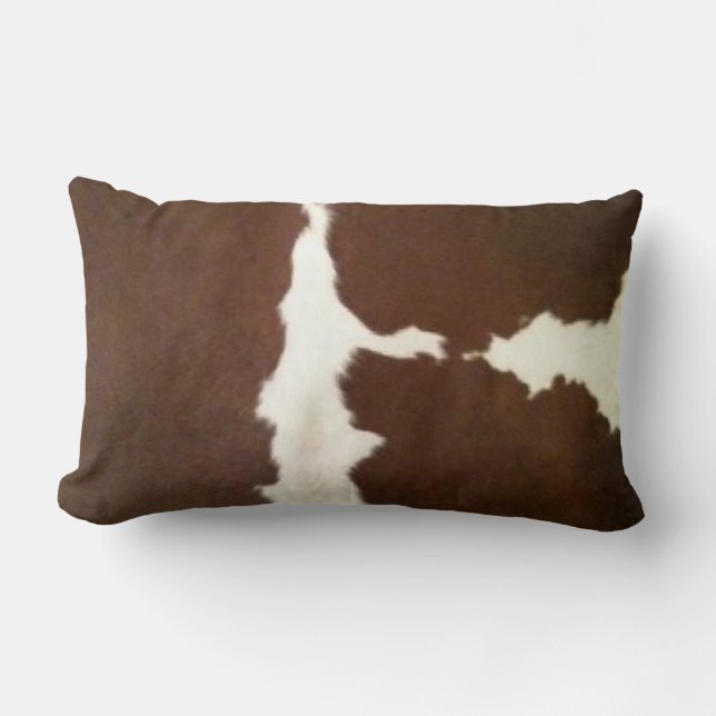 Hereford Brown and White Faux Cowhide Lumbar Lumbar Cushion (Front)